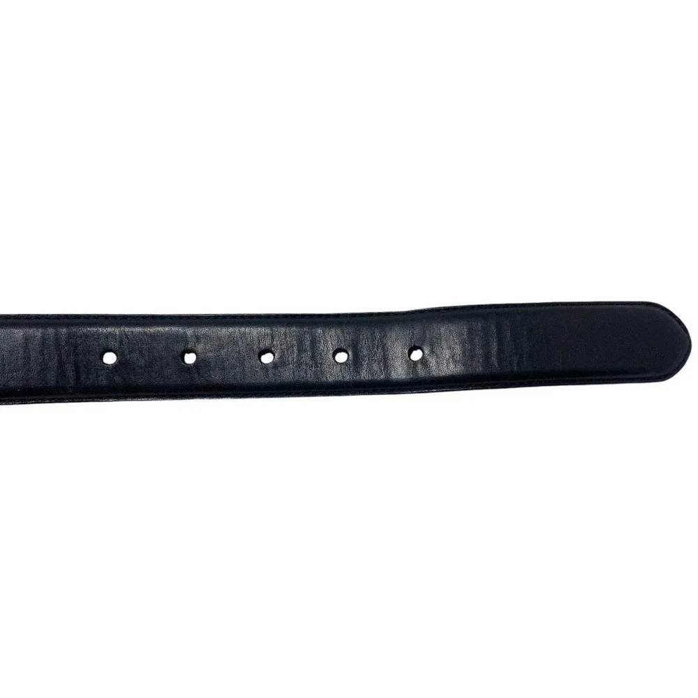 Eddie Bauer Mens Black Leather Dress Belt Size 36 Career Casual Business Logo